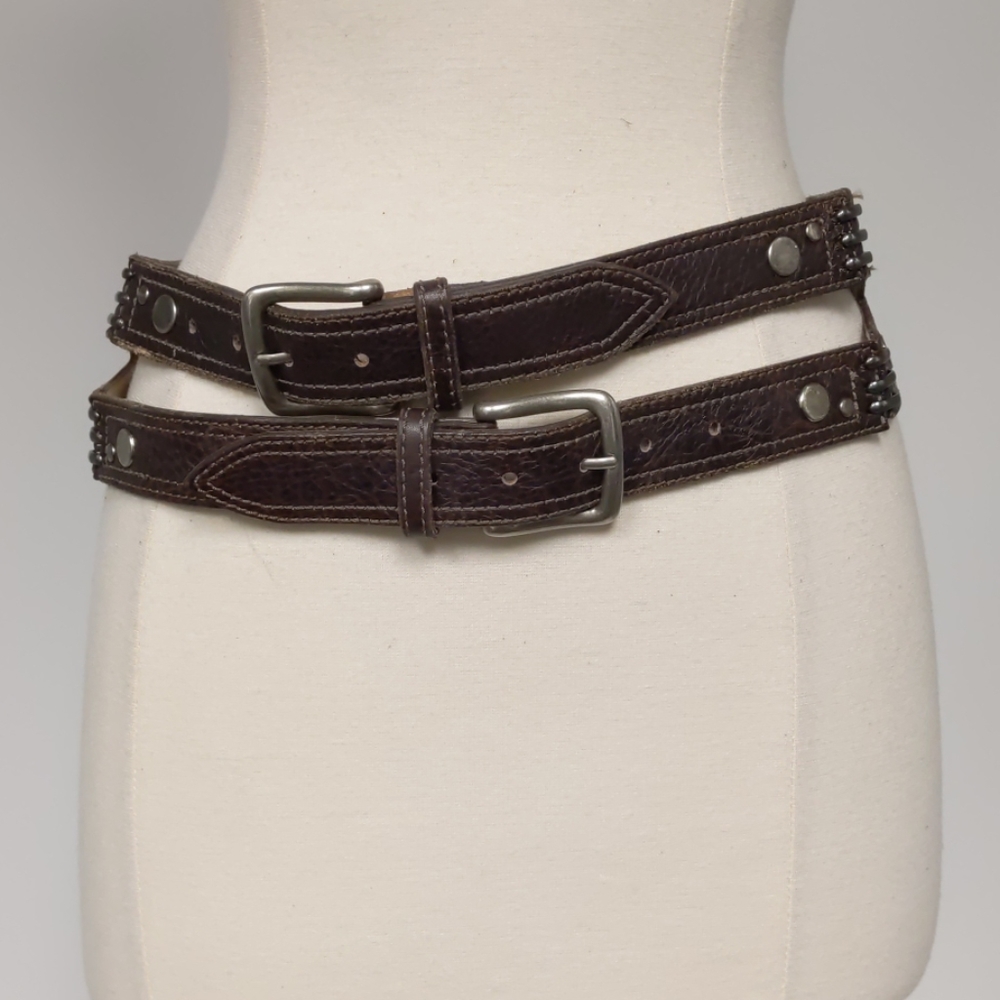 Elite Accessories brown leather belt, 2 buckles